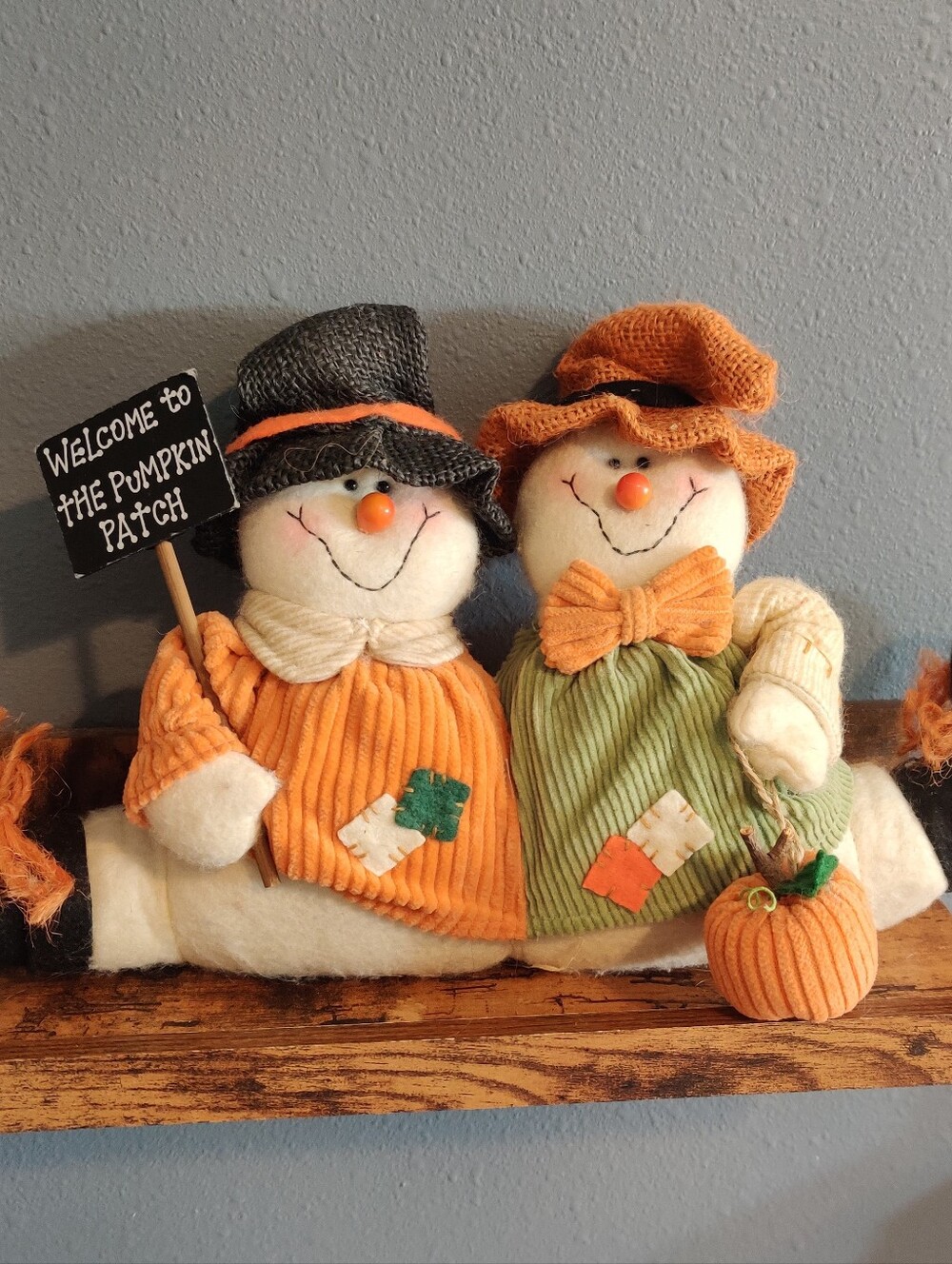 Doorstopper Scarecrow Snowman Weighted Plush Fall Decor Pumpkin Autumn Orange